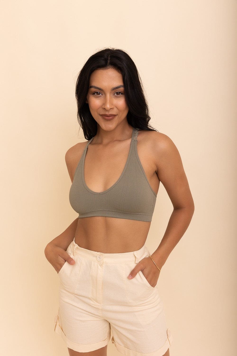Seamless Front Lace Racerback Bralette