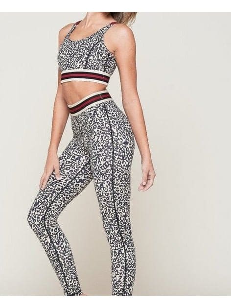 Snow Leopard Striped Band Highwaist Set - BKFJNY