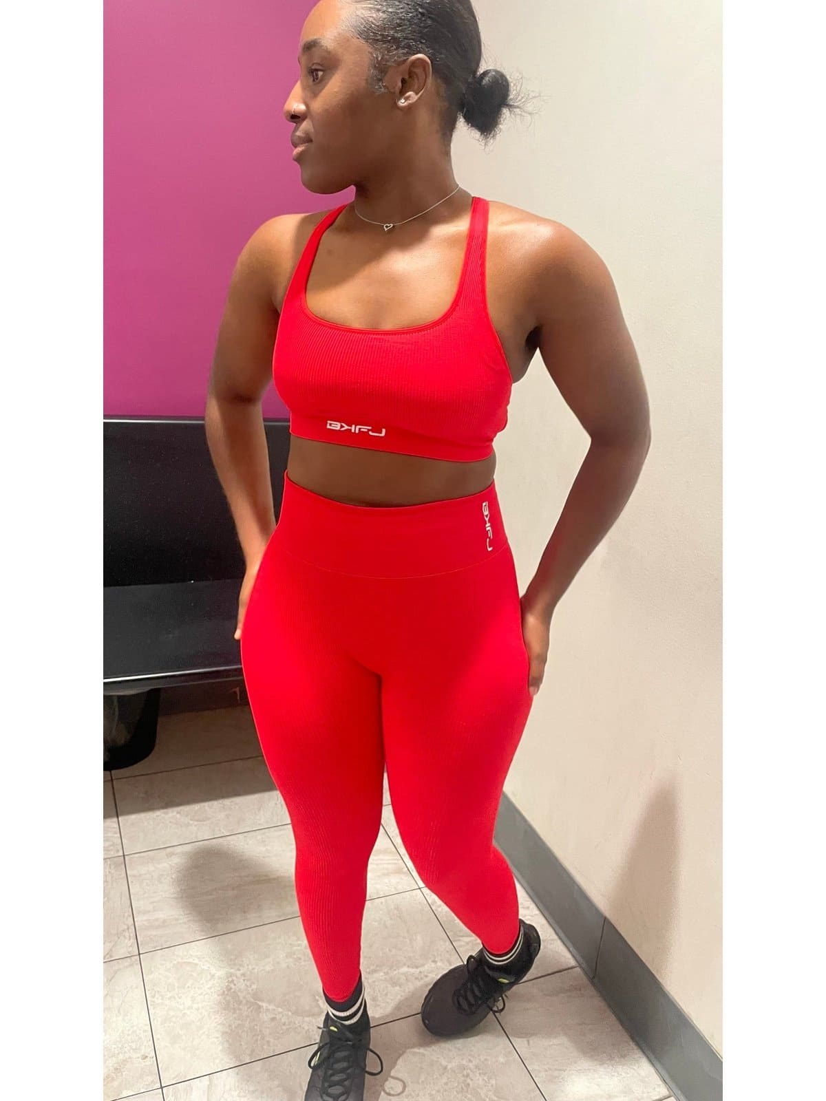 Strappy Back Ribbed Leggings Set - BKFJNY