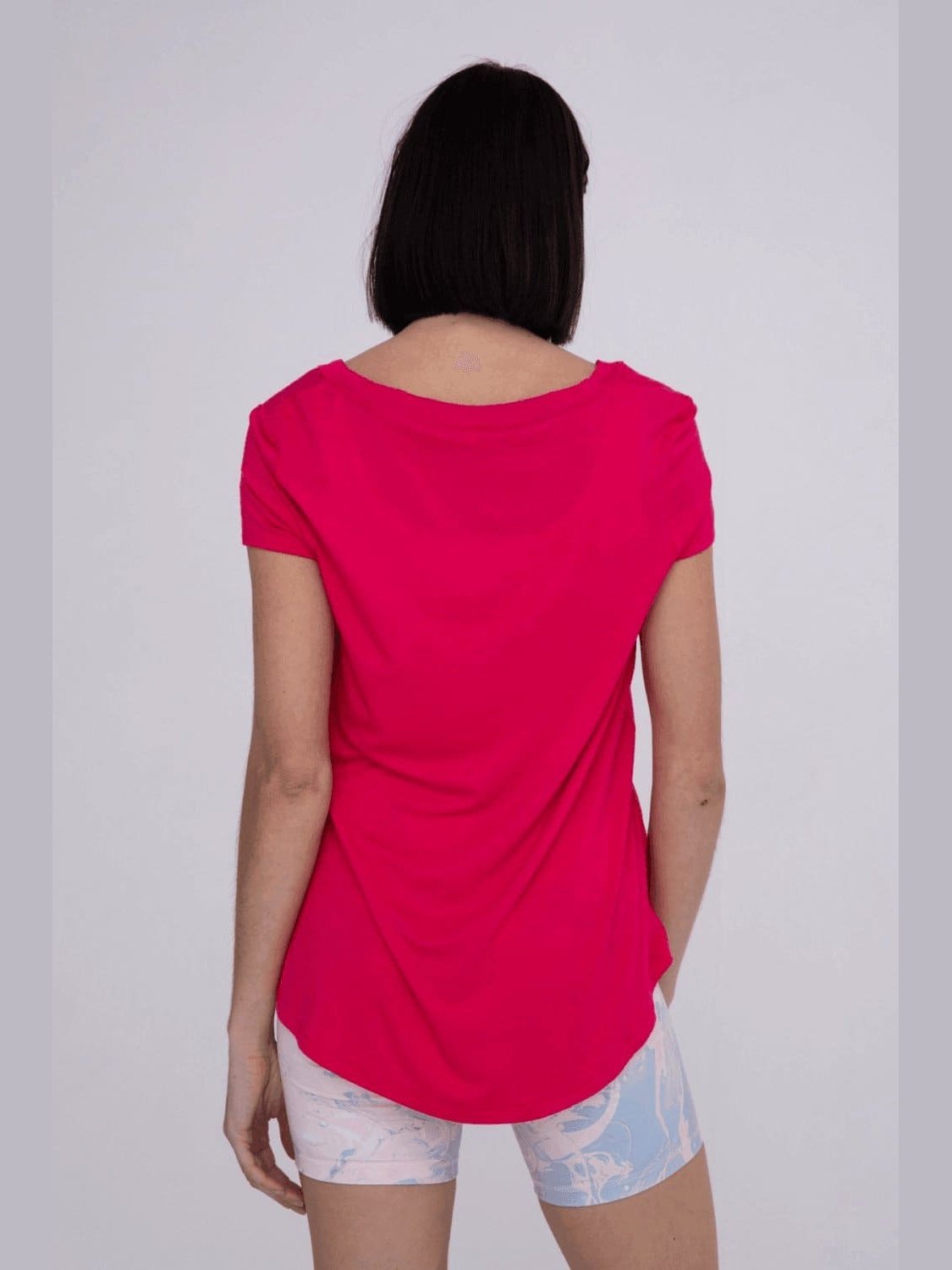 Longline Deep V-Neck T-Shirt w/Pocket - BKFJNY