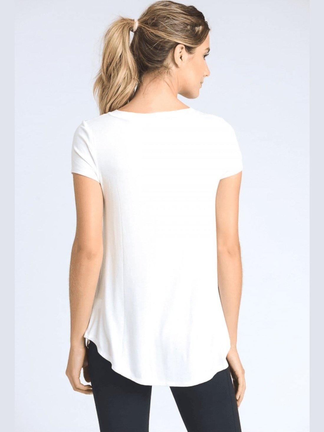 Longline Deep V-Neck T-Shirt w/Pocket - BKFJNY