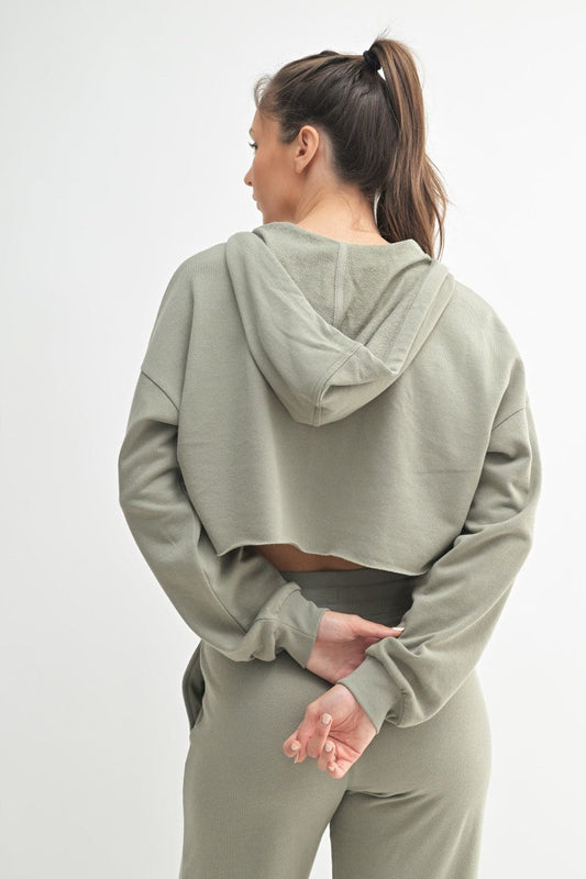 Cropped Zip-Up French Terry Hoodie