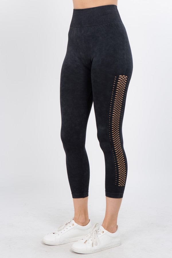 Vintage Side Mesh Capri Leggings