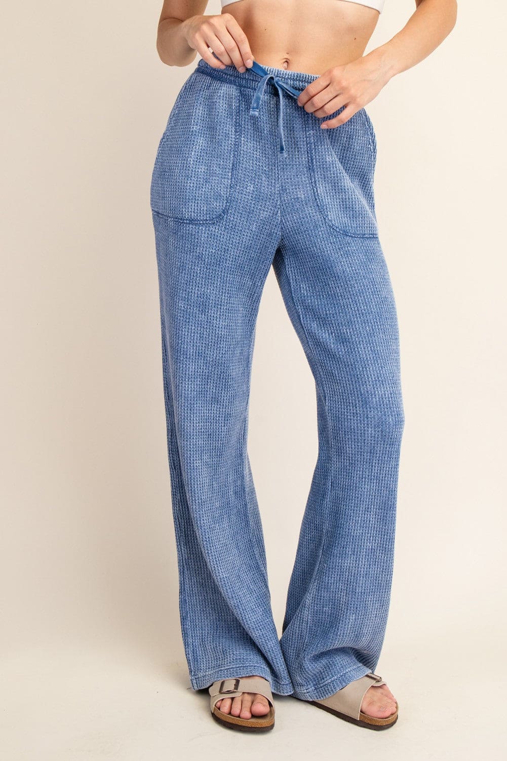 Mineral Washed Waffle Straight Leg Sweatpants