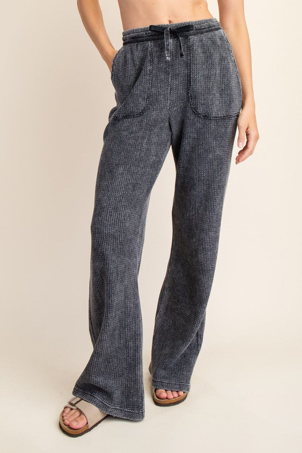 Mineral Washed Waffle Straight Leg Sweatpants