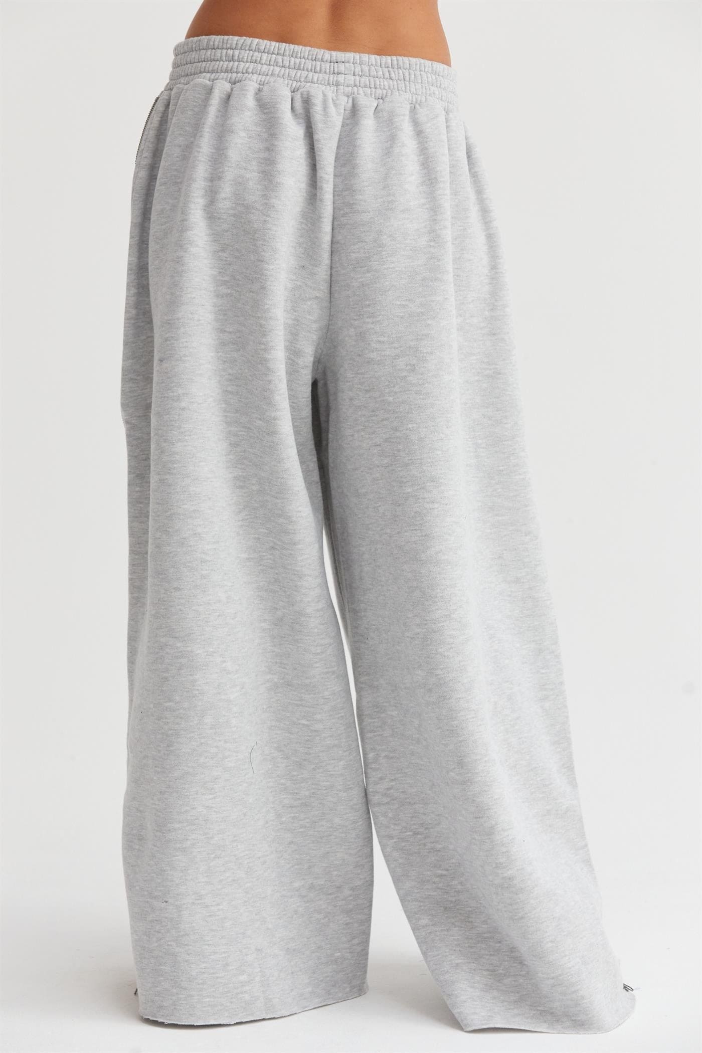 Wide-Leg Side Zipper Sweatpants