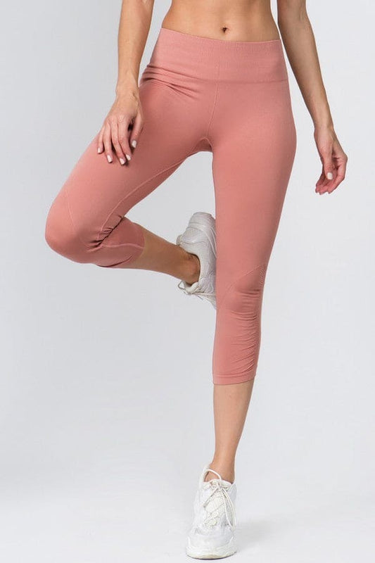 High Rise Cinched Ankle Seamless Capri Leggings