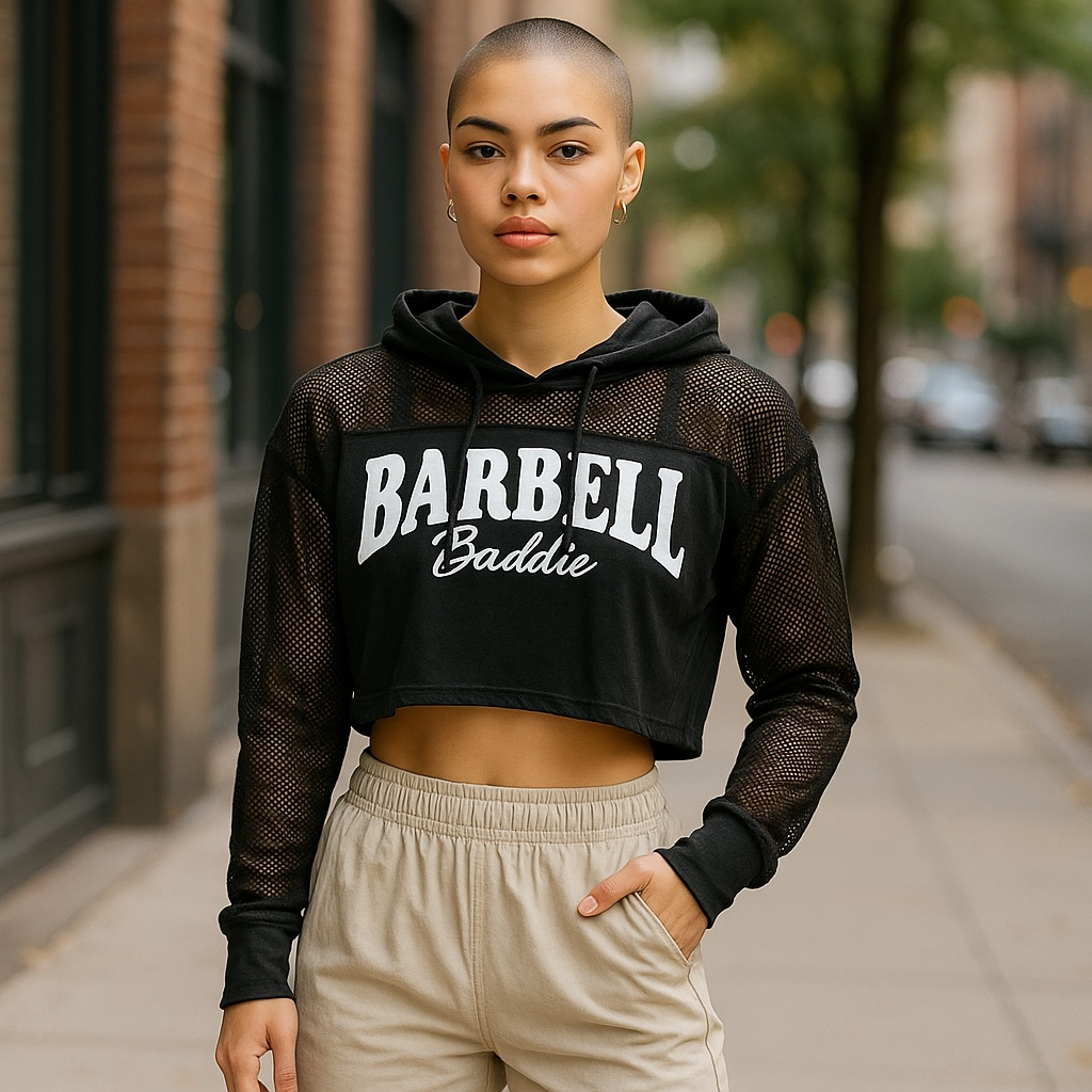 Cropped Longsleeve Fishnet Hoodie
