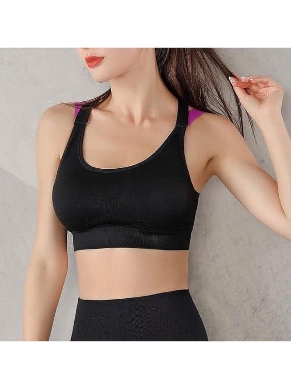 Elastic Multi-Color Criss-Cross Back Sportsbra - BKFJNY