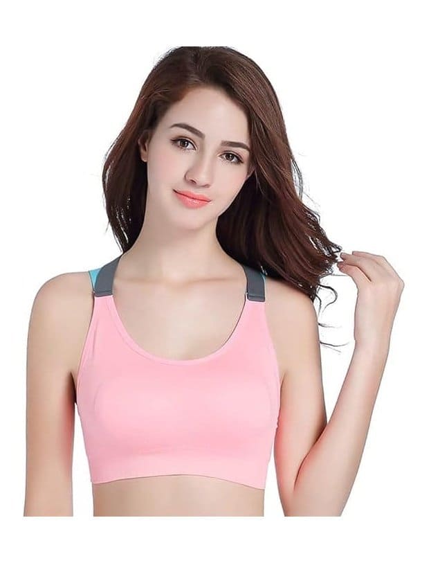 Elastic Multi-Color Criss-Cross Back Sportsbra - BKFJNY