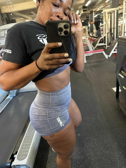 High Waist Acid Wash Shorts - BKFJNY