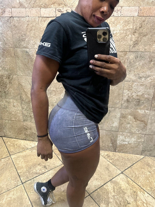 High Waist Acid Wash Shorts - BKFJNY