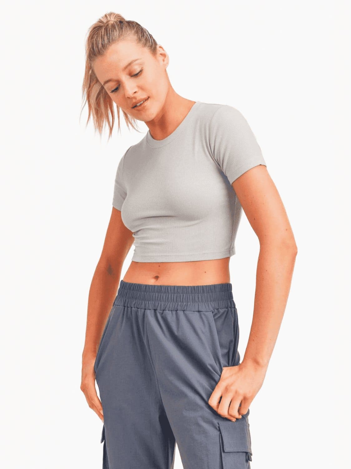 Mono B Micro - Ribbed Cropped Baby Tee - LEGDAY EVERYDAY