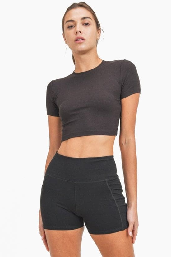 Mono B Micro - Ribbed Cropped Baby Tee - LEGDAY EVERYDAY