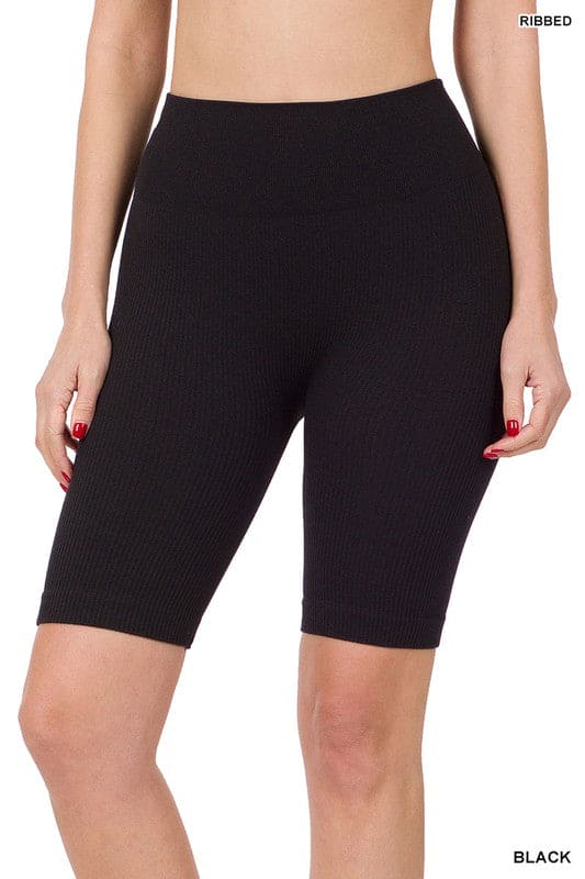 SEAMLESS RIBBED HIGH WAIST BIKER SHORTS - LEGDAY EVERYDAY