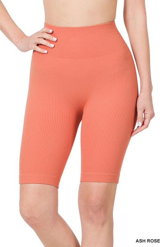 SEAMLESS RIBBED HIGH WAIST BIKER SHORTS - LEGDAY EVERYDAY