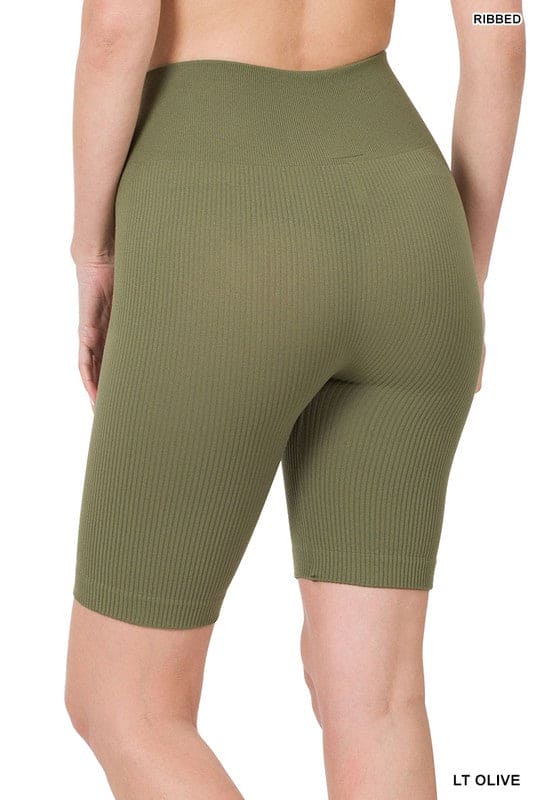SEAMLESS RIBBED HIGH WAIST BIKER SHORTS - LEGDAY EVERYDAY