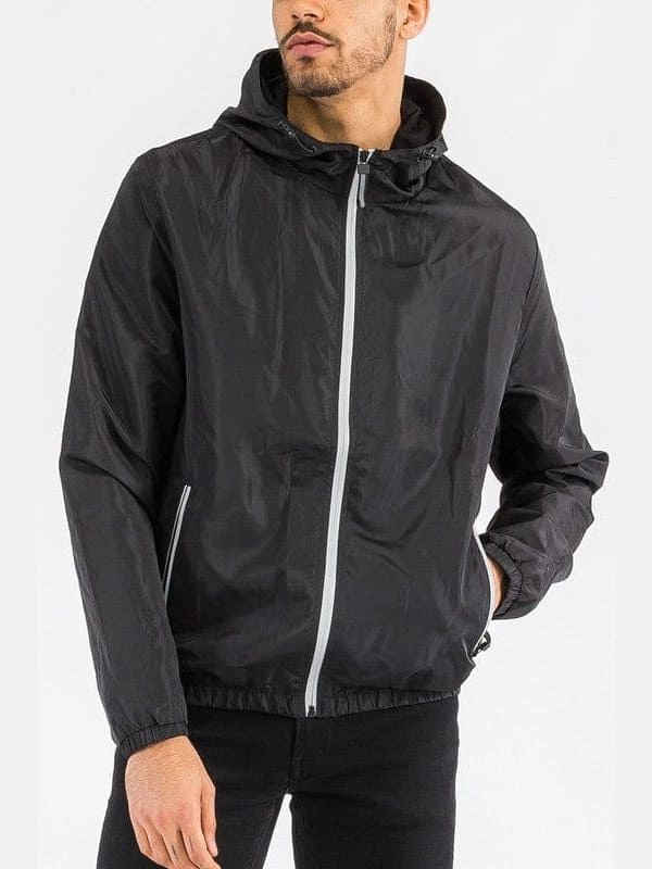 SOLID HOODED LIGHTWEIGHT WINDBREAKER JACKET - LEGDAY EVERYDAY