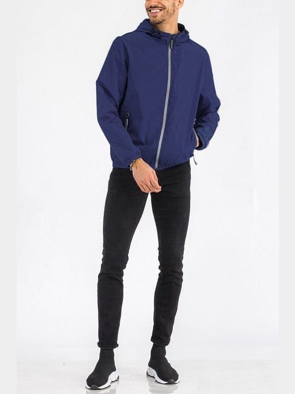 SOLID HOODED LIGHTWEIGHT WINDBREAKER JACKET - LEGDAY EVERYDAY
