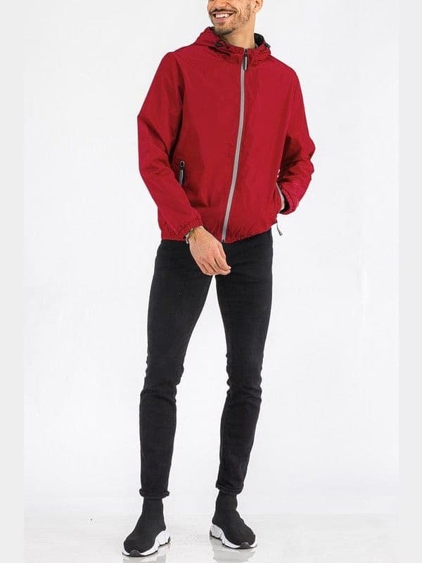 SOLID HOODED LIGHTWEIGHT WINDBREAKER JACKET - LEGDAY EVERYDAY