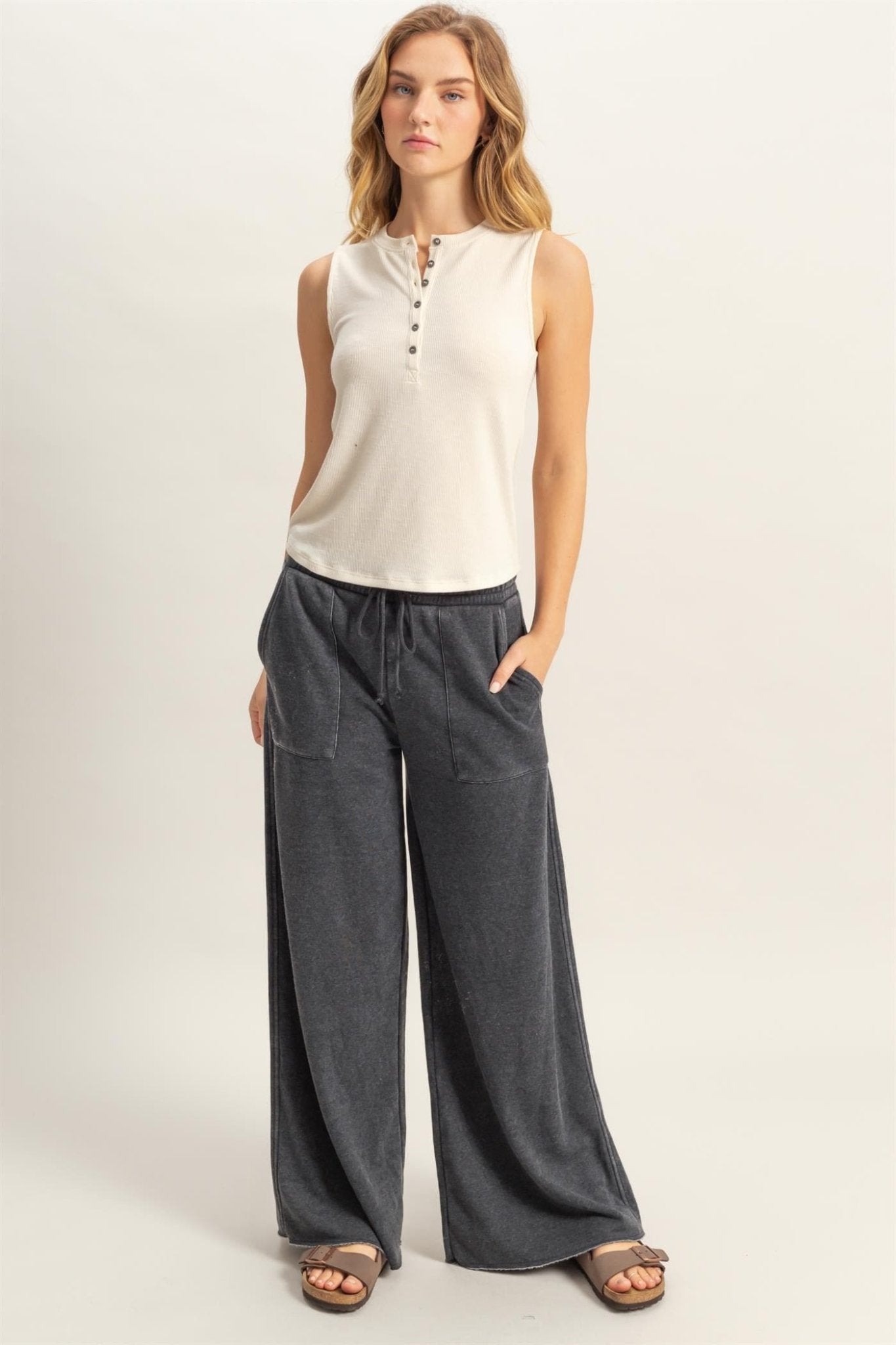 Wide Leg Drawstring Sweatpants - LEGDAY EVERYDAY