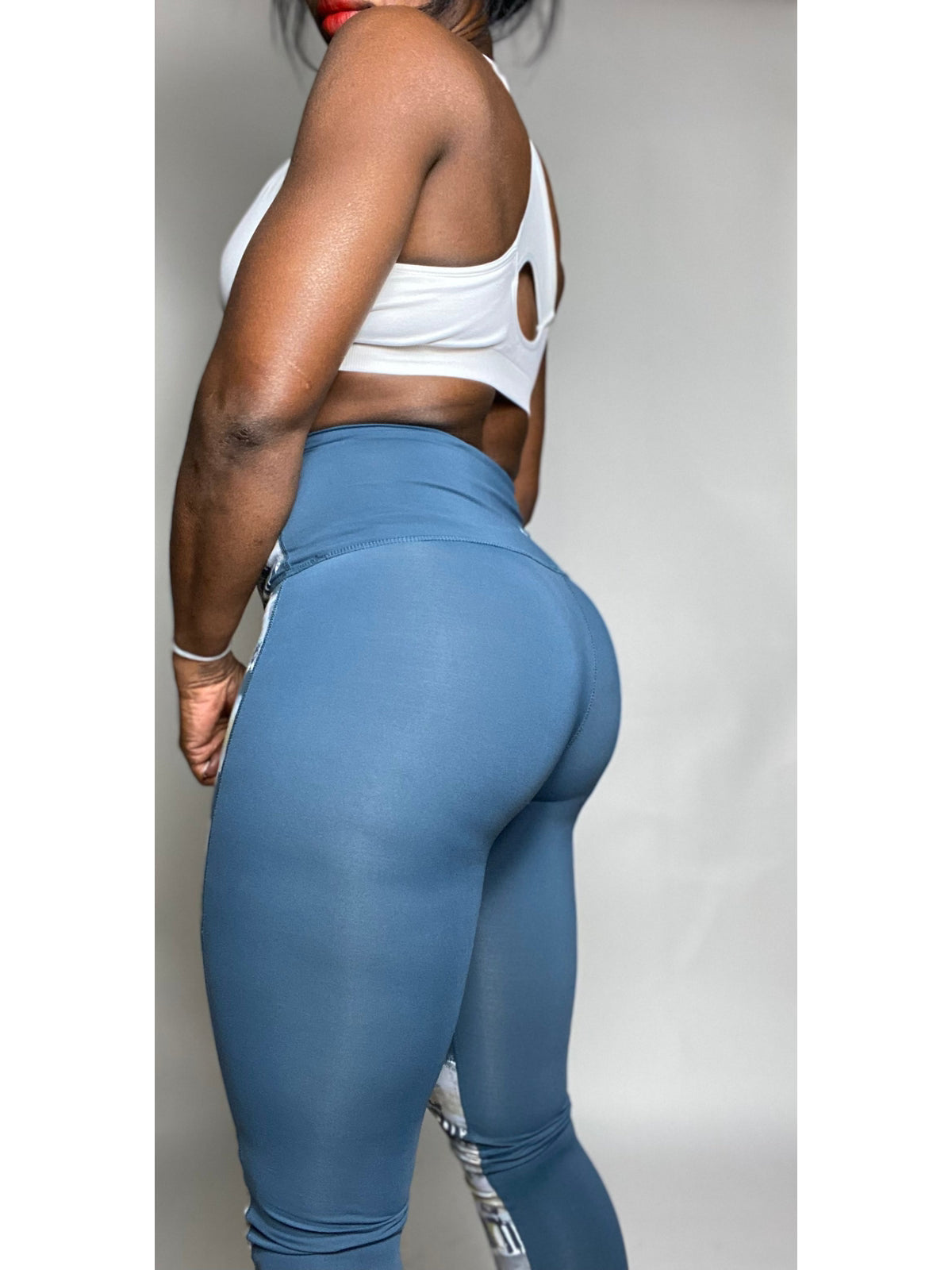 Abstract Oasis Print Colorblock Leggings - BKFJNY