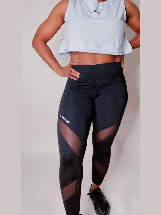 Criss-Cross Mesh Leggings - BKFJNY