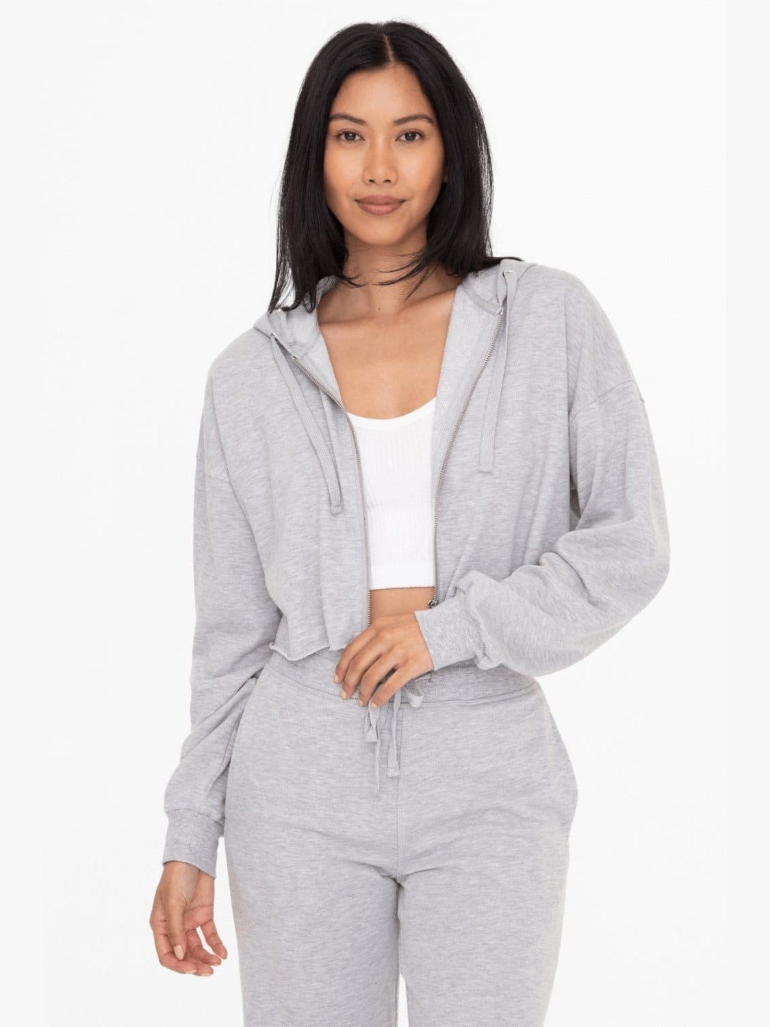 Crop Hoodie Zip-Up French Terry Jacket - BKFJNY