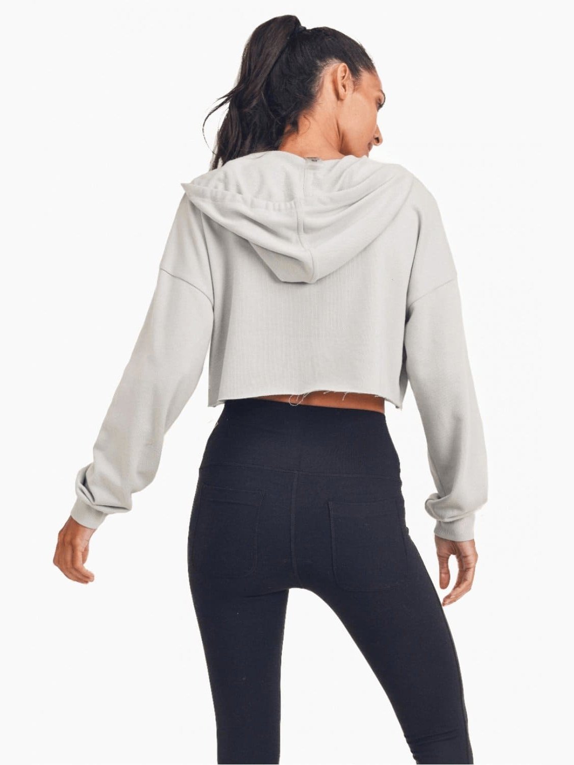 Crop Hoodie Zip-Up French Terry Jacket - BKFJNY