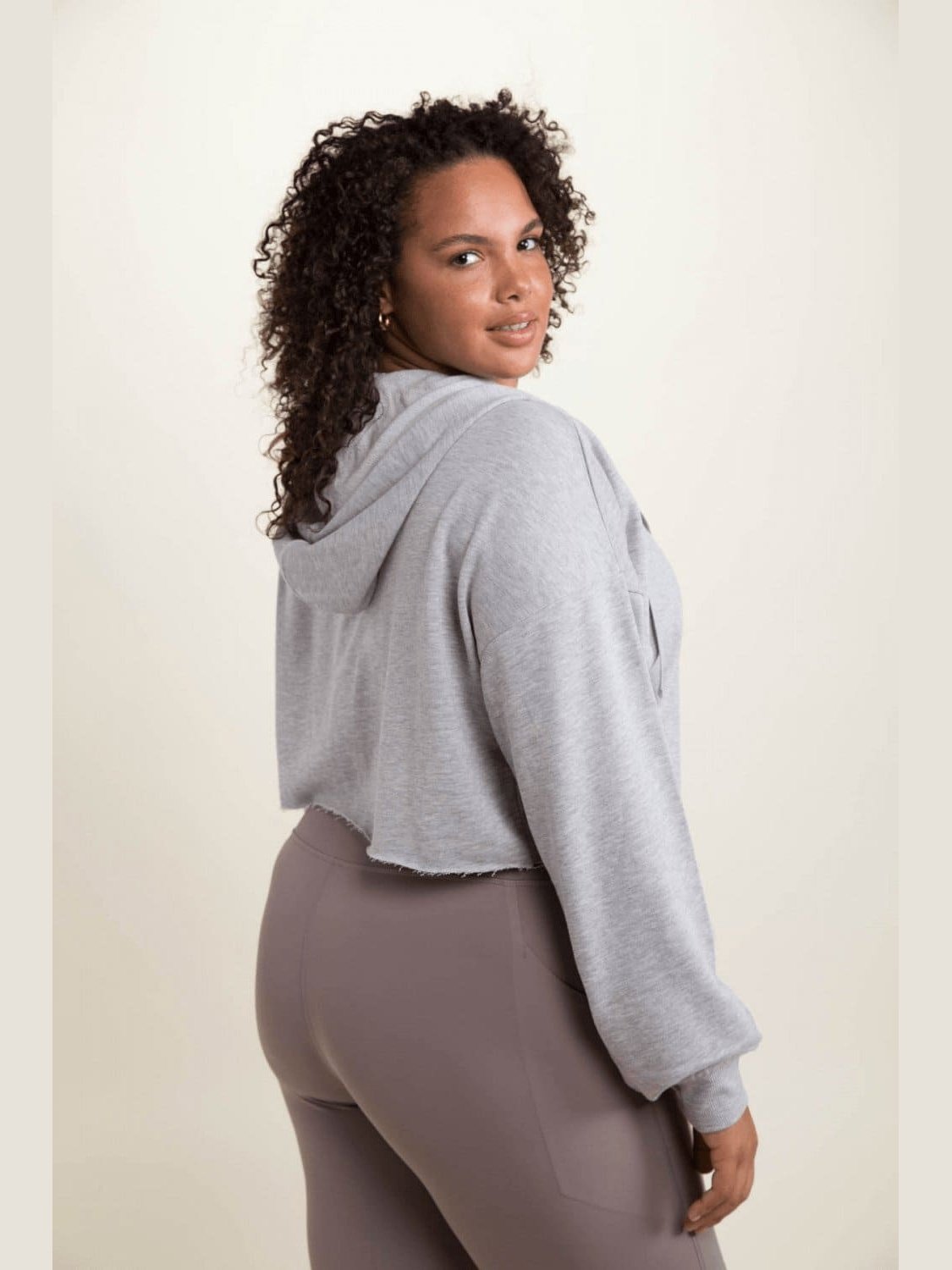 Crop Hoodie Zip - Up French Terry Jacket (Curvy) - LEGDAY EVERYDAY