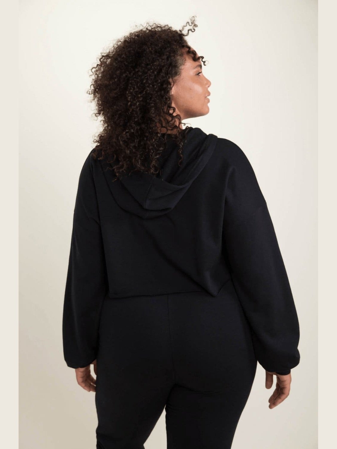 Crop Hoodie Zip - Up French Terry Jacket (Curvy) - LEGDAY EVERYDAY