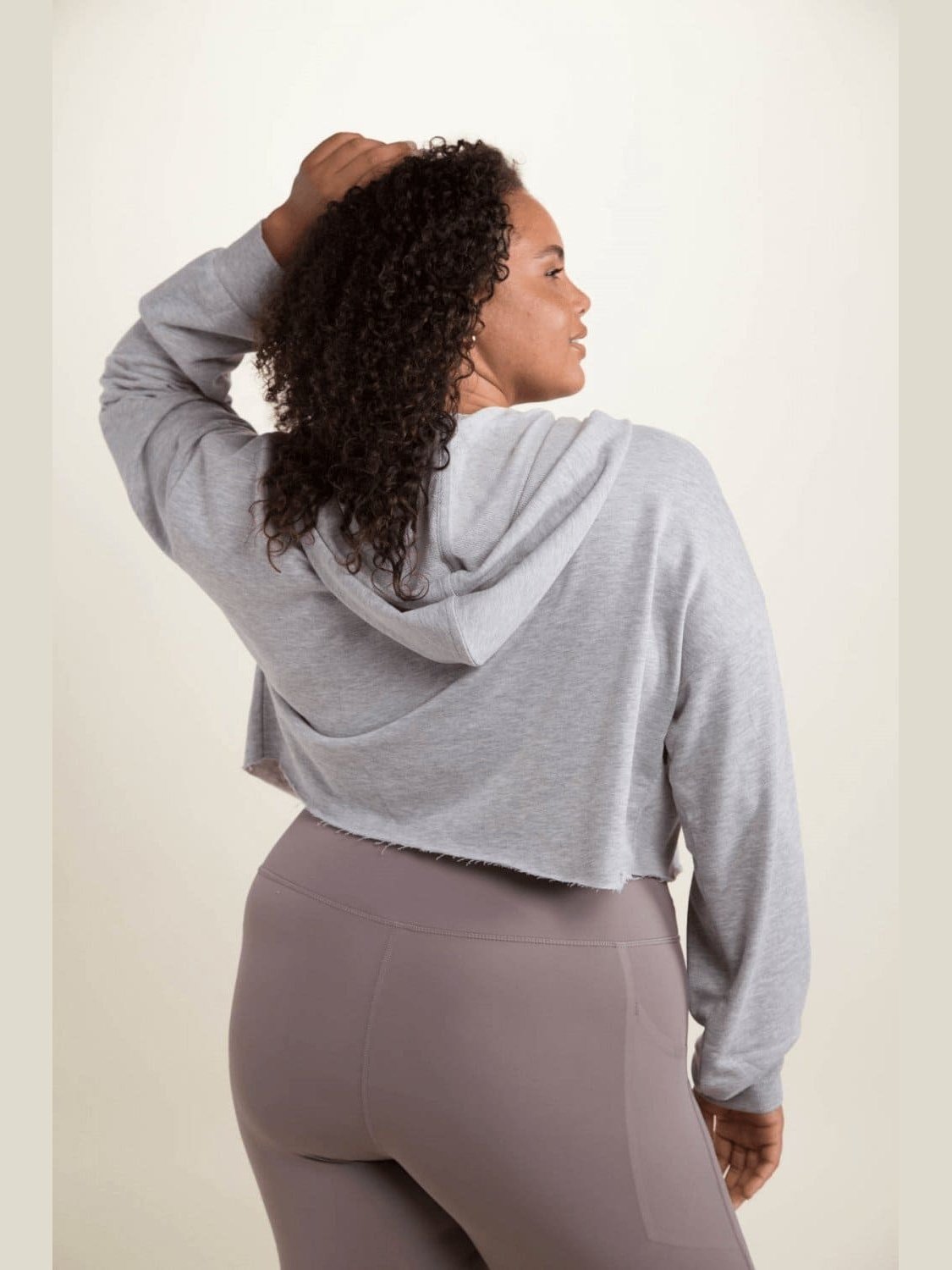 Crop Hoodie Zip - Up French Terry Jacket (Curvy) - LEGDAY EVERYDAY