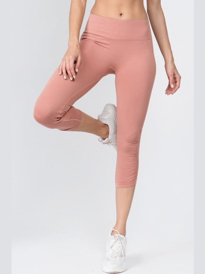 High Rise Cinched Ankle Seamless Capri Leggings - BKFJNY