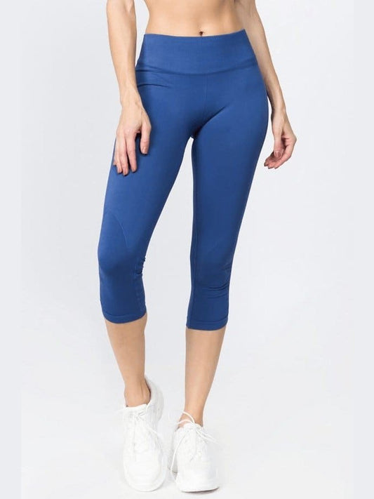 High Rise Cinched Ankle Seamless Capri Leggings - BKFJNY