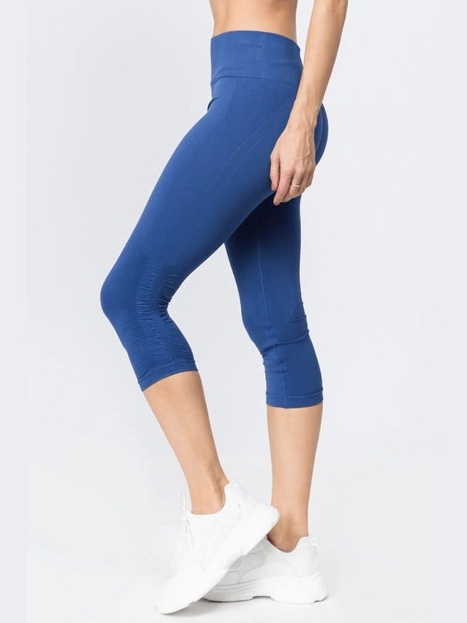 High Rise Cinched Ankle Seamless Capri Leggings - BKFJNY