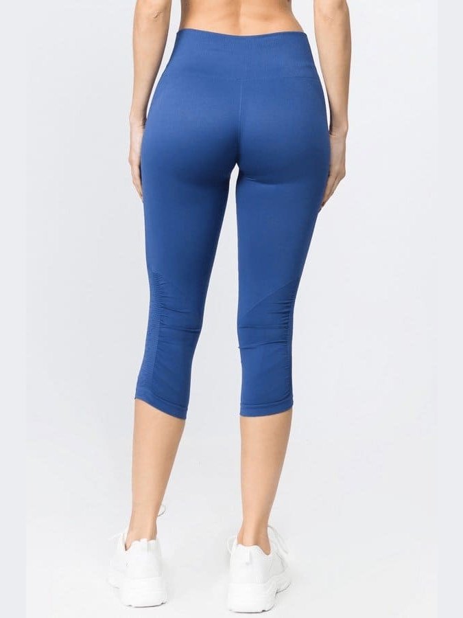 High Rise Cinched Ankle Seamless Capri Leggings - BKFJNY