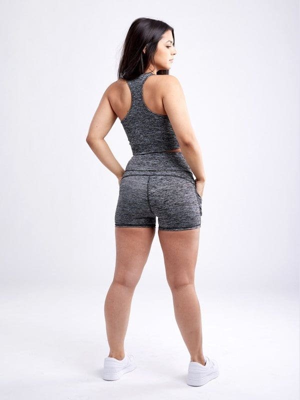 High-Waisted Athletic Shorts with Side Pockets - BKFJNY