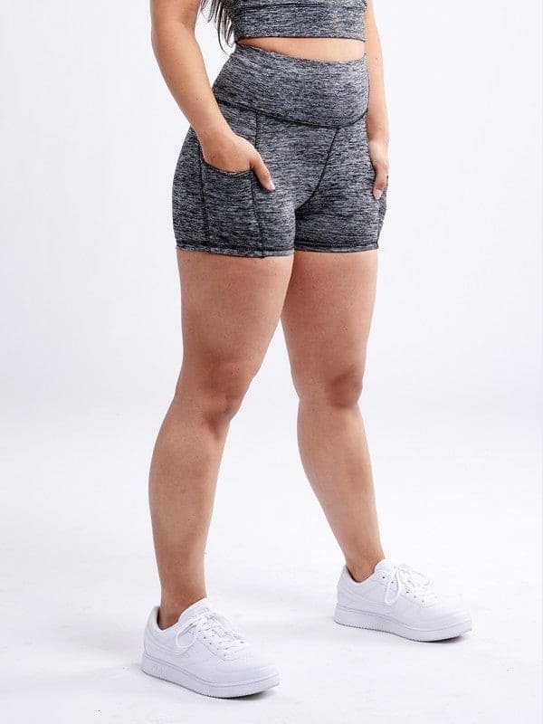 High-Waisted Athletic Shorts with Side Pockets - BKFJNY