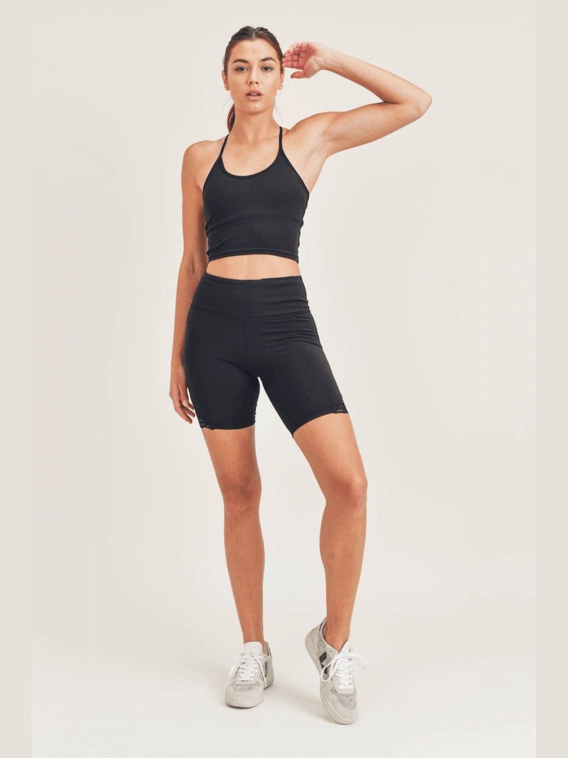 Lace Accent Highwaist Biker Shorts - BKFJNY