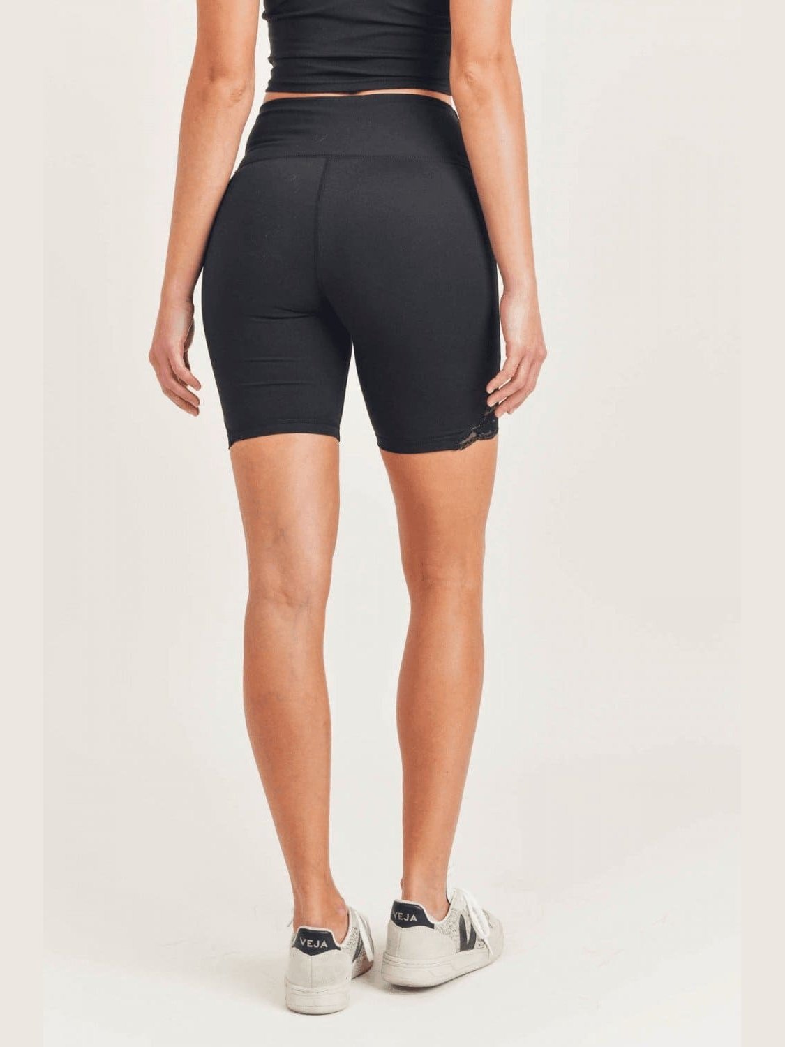 Lace Accent Highwaist Biker Shorts - BKFJNY