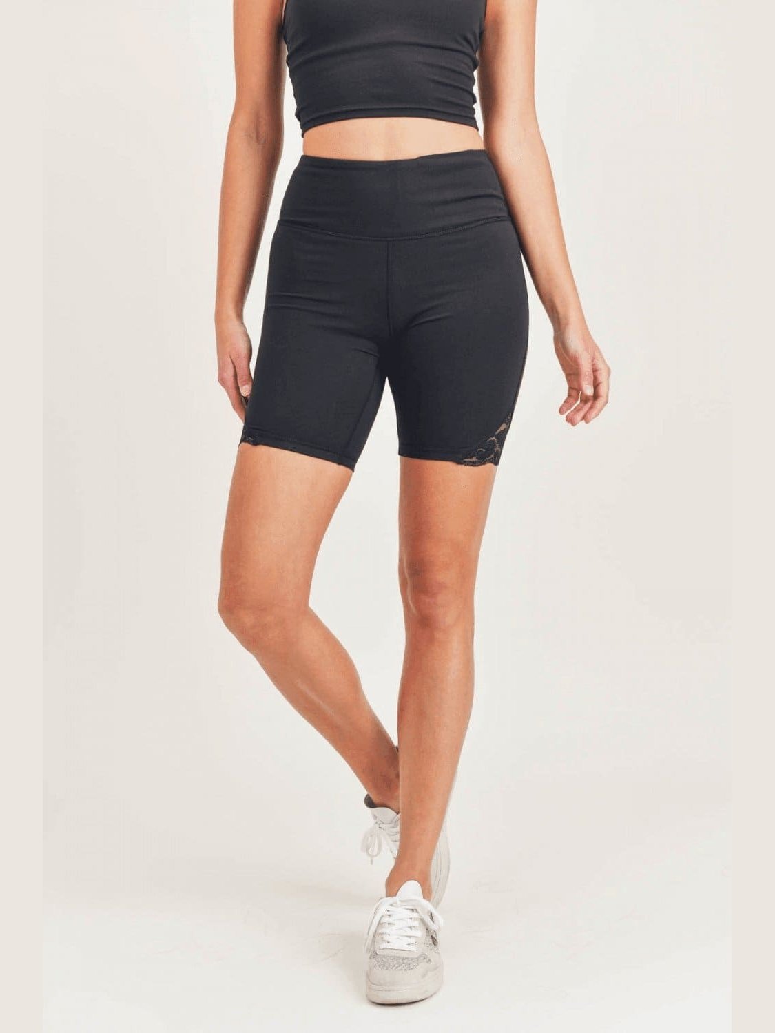 Lace Accent Highwaist Biker Shorts - BKFJNY