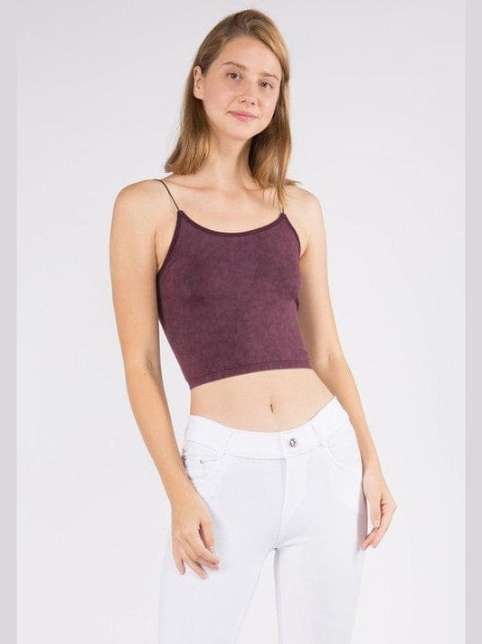 Lady's Acid Wash Seamless Crop Cami - BKFJNY