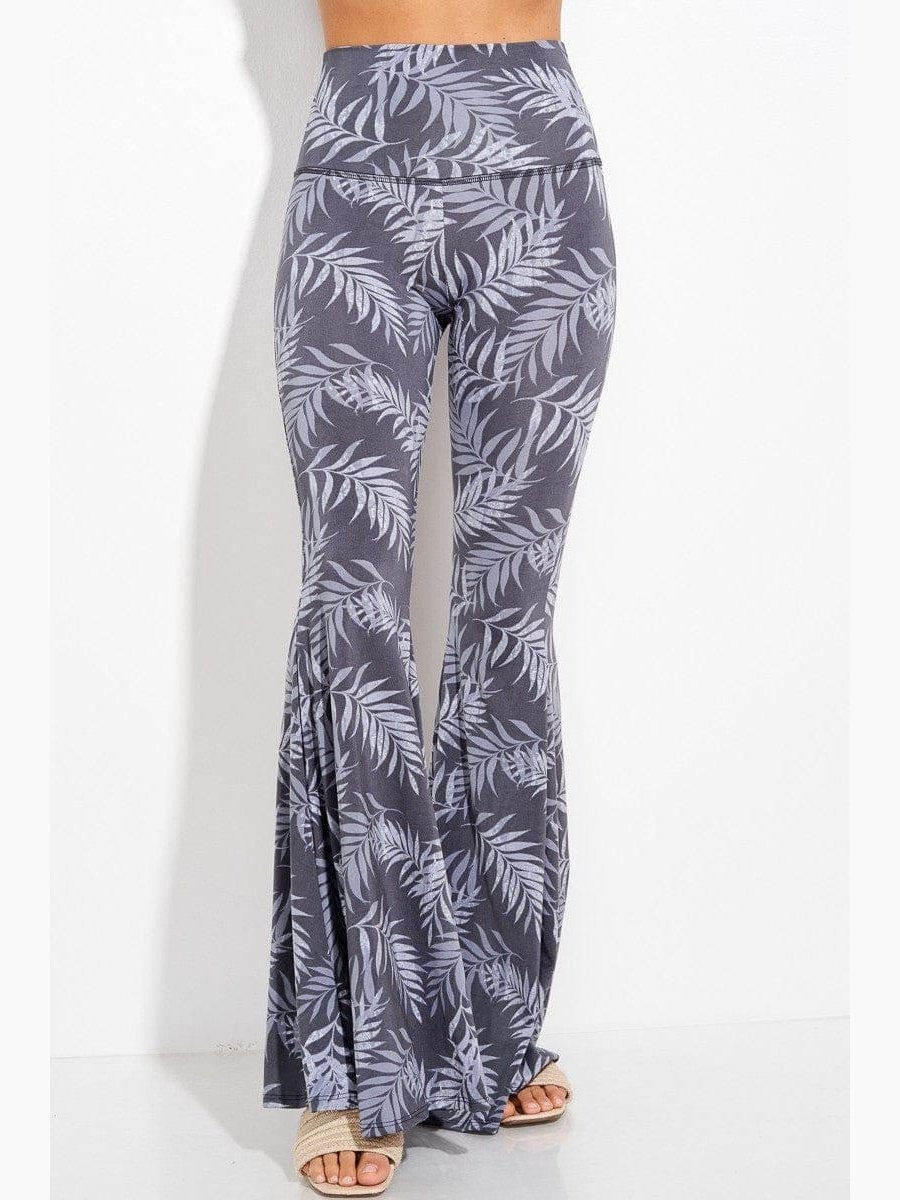 Leaf Ruffle Flare Pants Yoga Gym Activewear Set - BKFJNY