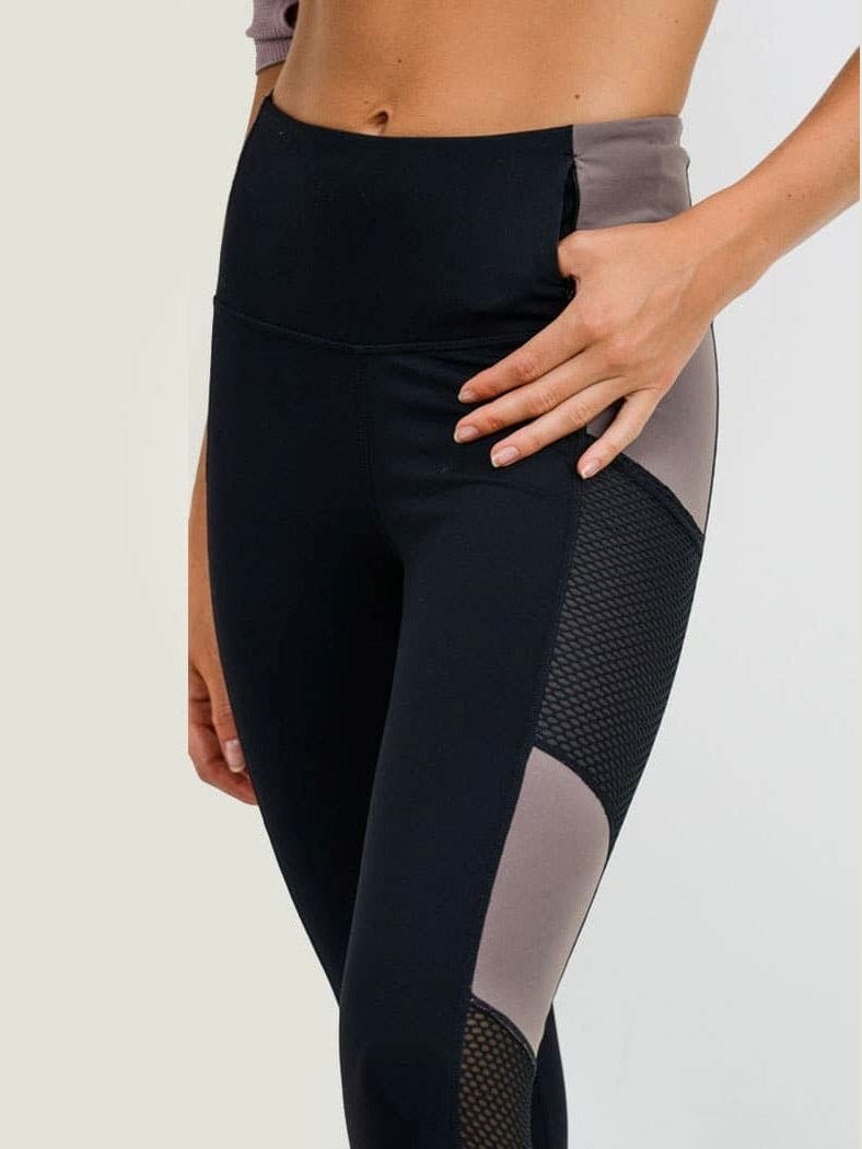 Mesh Colorblock Leggings - BKFJNY