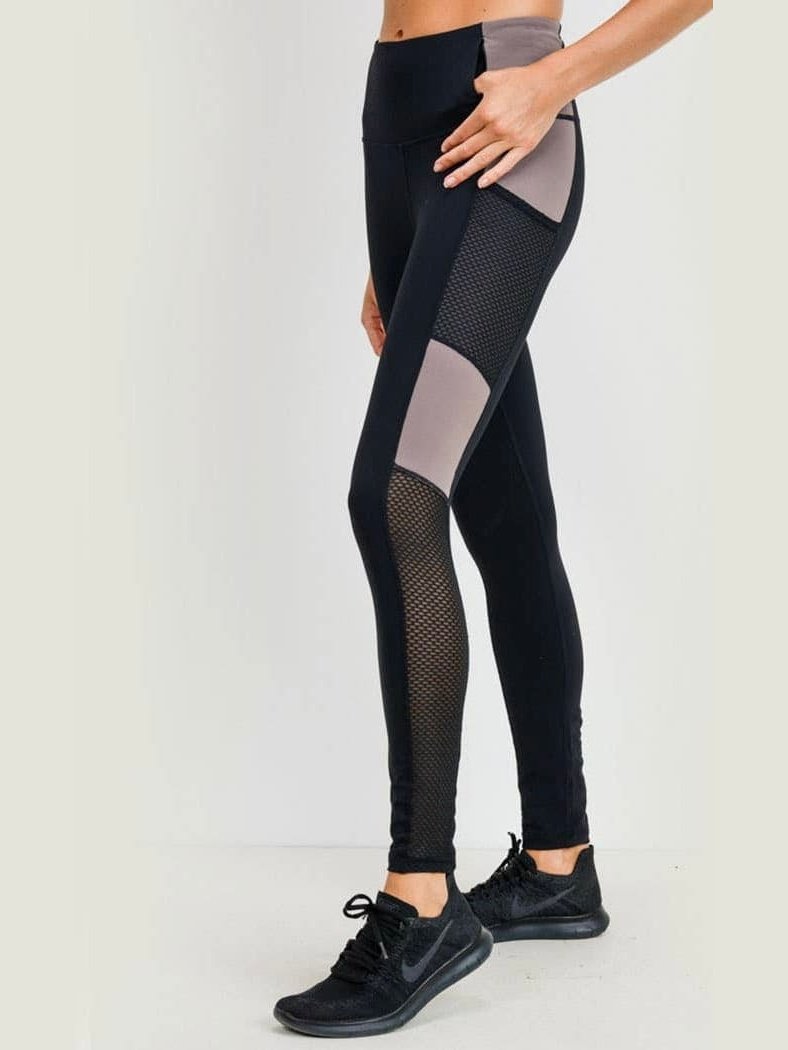Mesh Colorblock Leggings - BKFJNY