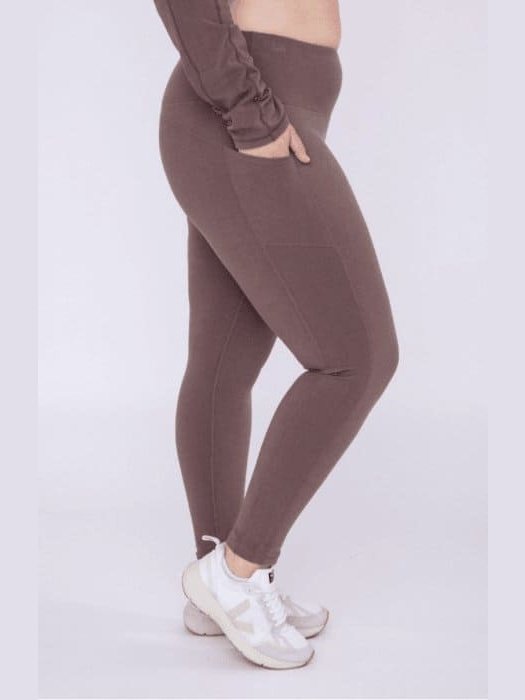 Micro-Ribbed Swoop Back High-Waisted Pocket Leggings - BKFJNY