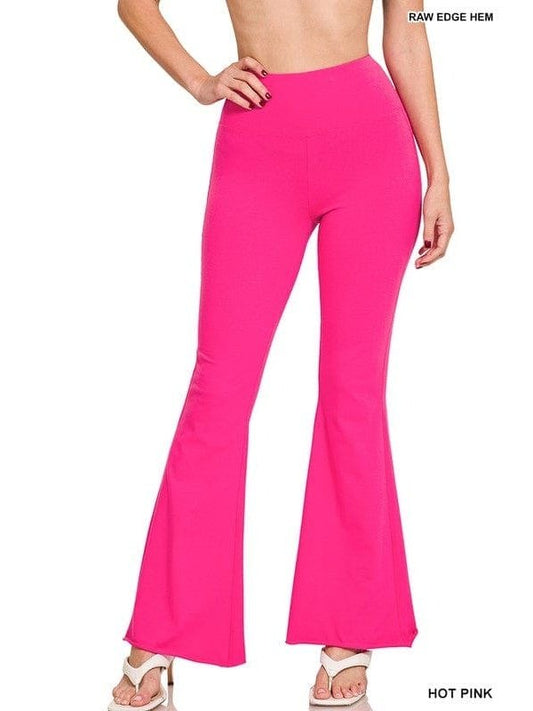 RAW EDGE HEM FLARE YOGA PANTS - BKFJNY
