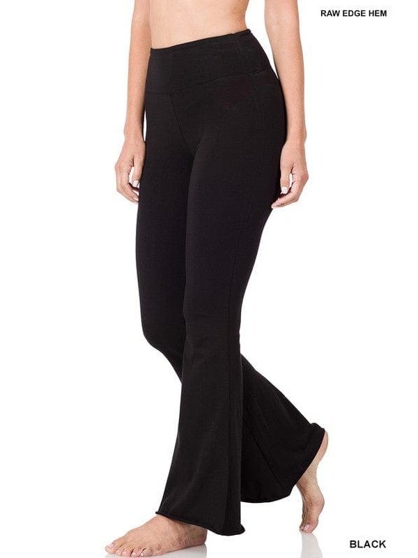 RAW EDGE HEM FLARE YOGA PANTS - LEGDAY EVERYDAY