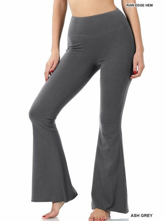 RAW EDGE HEM FLARE YOGA PANTS - BKFJNY