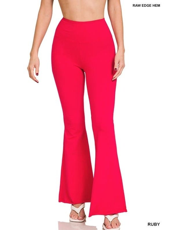 RAW EDGE HEM FLARE YOGA PANTS - LEGDAY EVERYDAY